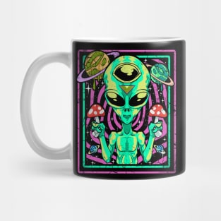 Space Alien Trippy Psychedelic Mushrooms Mug